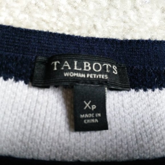 TALBOTS black white striped check contrast Size Xp - Picture 2 of 4